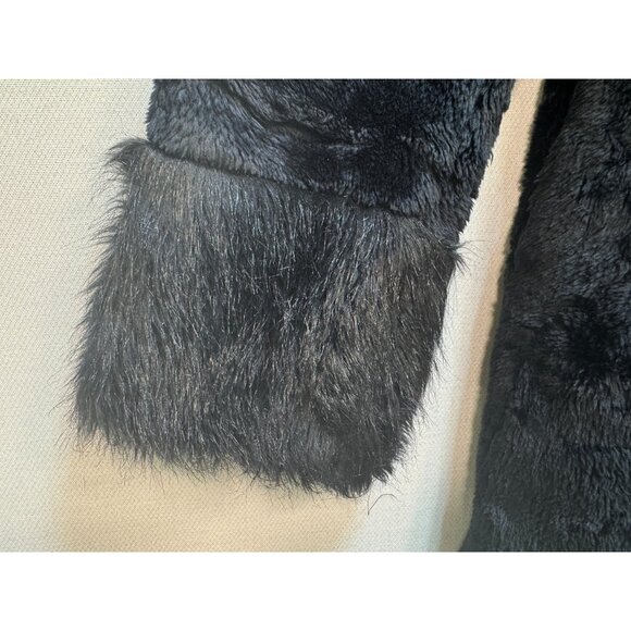 Blanc Noir Outerwear Women's Fur Coat Fox Fur Collar Cuffs Sz L Blue Y2K - Picture 9 of 14